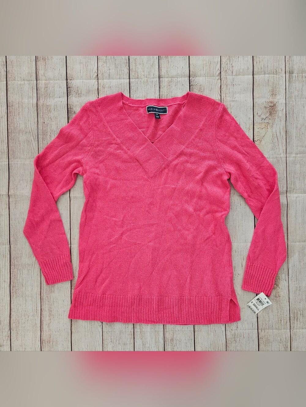 Karen Scott Pink V-Neck Women's Sweater